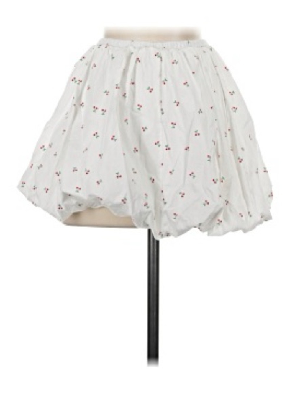 See you Monday White Bubble Skirt with Cherry Print